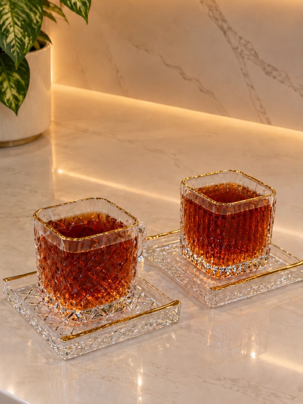 استکان نعلبکی کریستال وارداتی